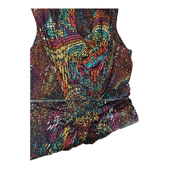 Trina Turk 100% silk sleeveless drape cowl neck dress multi color pattern 6 NWOT - Picture 7 of 8